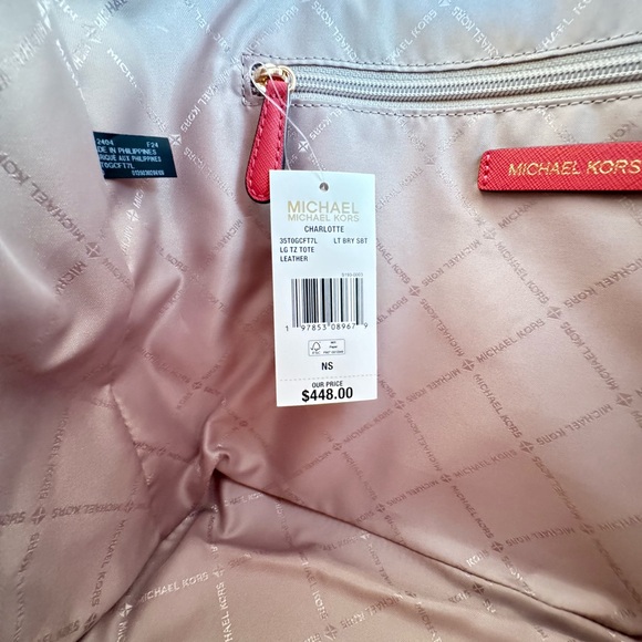 Michael Kors Charlotte Large Shoulder tote Bag Light Berry - Picture 7 of 12